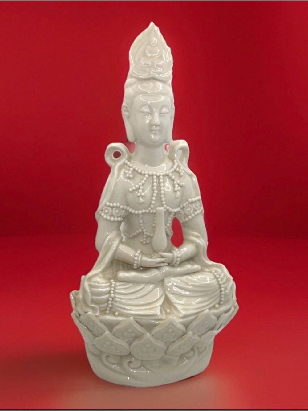 Vintage Porcelain Statue of Guanyin, the Bodhisattva of Compassion
